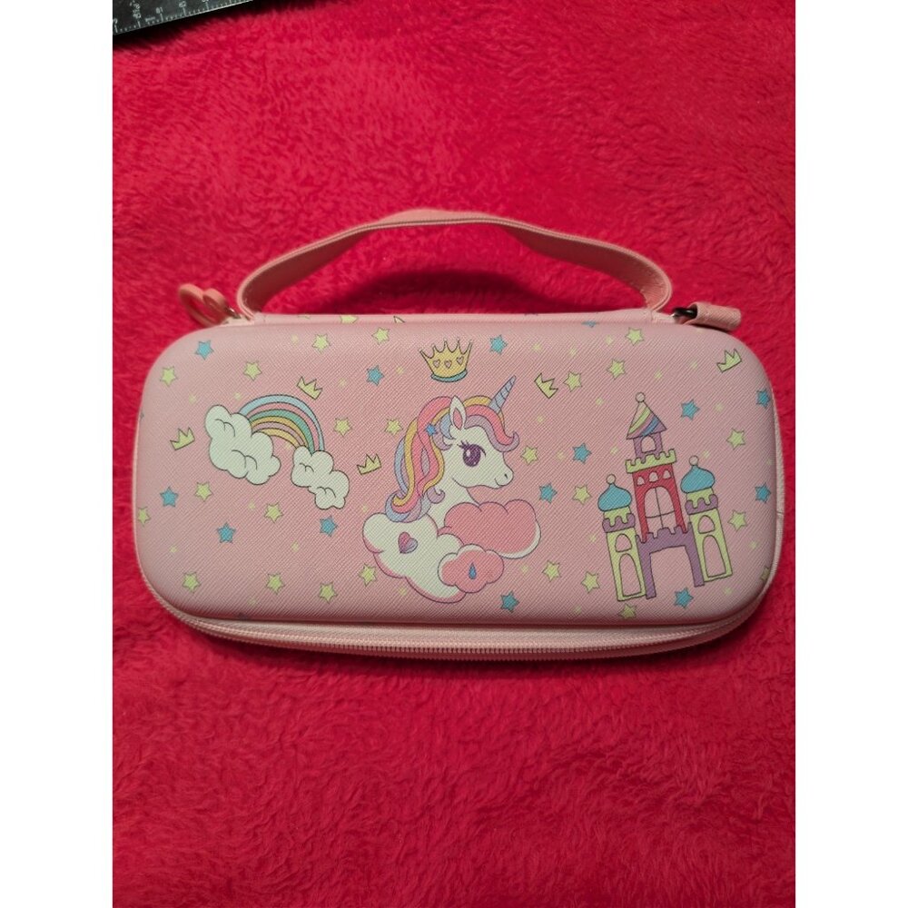 FANPL Pink Unicorn Carrying Case for Nintendo Switch Lite Travel Shell Bag Pouch